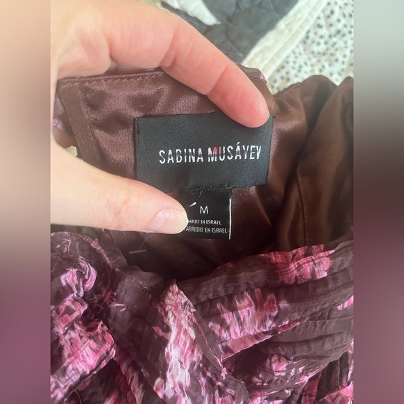 Sabina Musayev Ayla Strapless Mini Dress Burgundy Floral - Picture 9 of 10